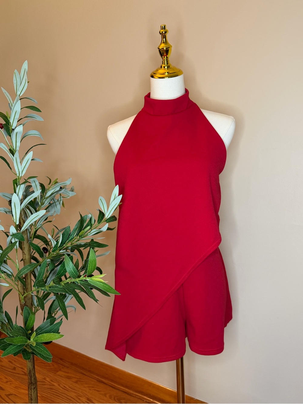 472. PrettyLittleThing Red Halter Neck Romper - NWT - Picture 2 of 3